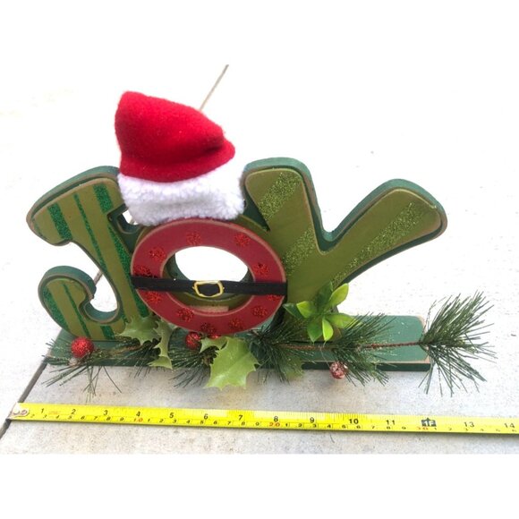 "JOY" WOODEN CHRISTMAS TABLETOP CENTERPIECE DECORE 12" X 8" - Picture 4 of 4